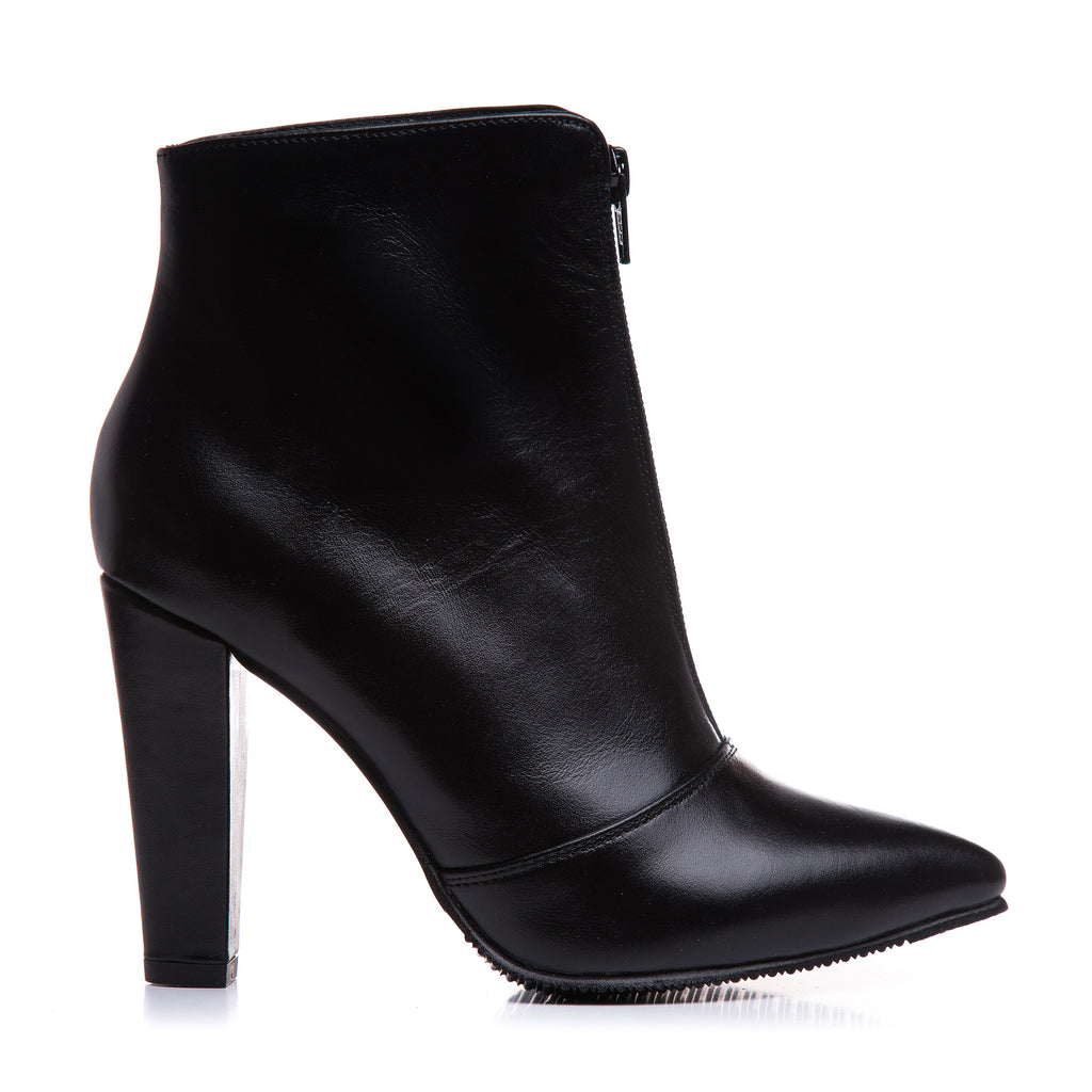 Botine Piele Negru Cu Fermuar L16 - Orice Culoare