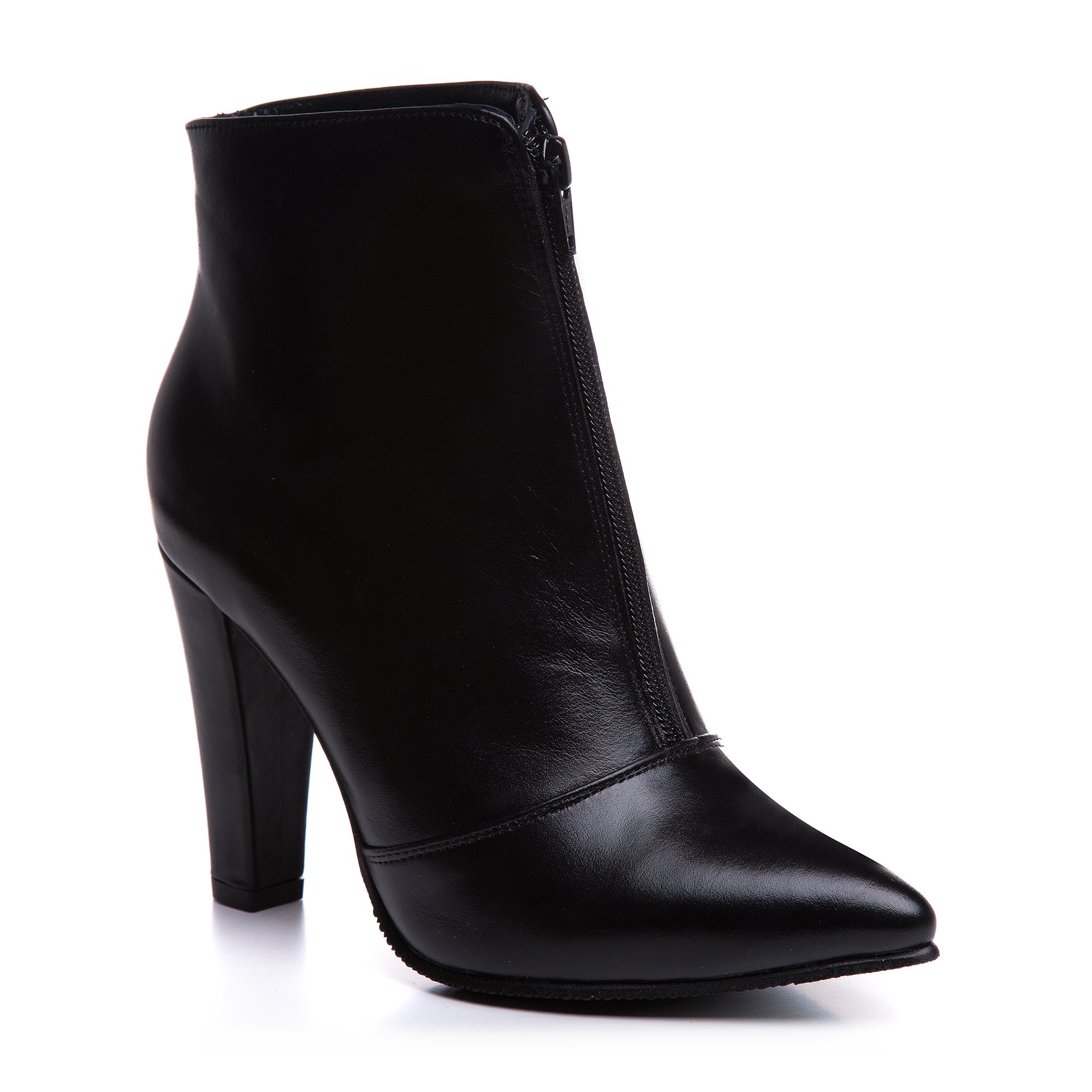 Botine Piele Negru Cu Fermuar L16 - Orice Culoare