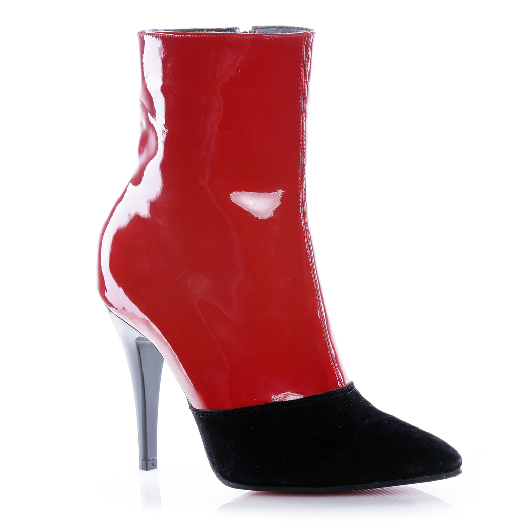 Botine dama cu toc V9 piele lacuita rosu - orice culoare