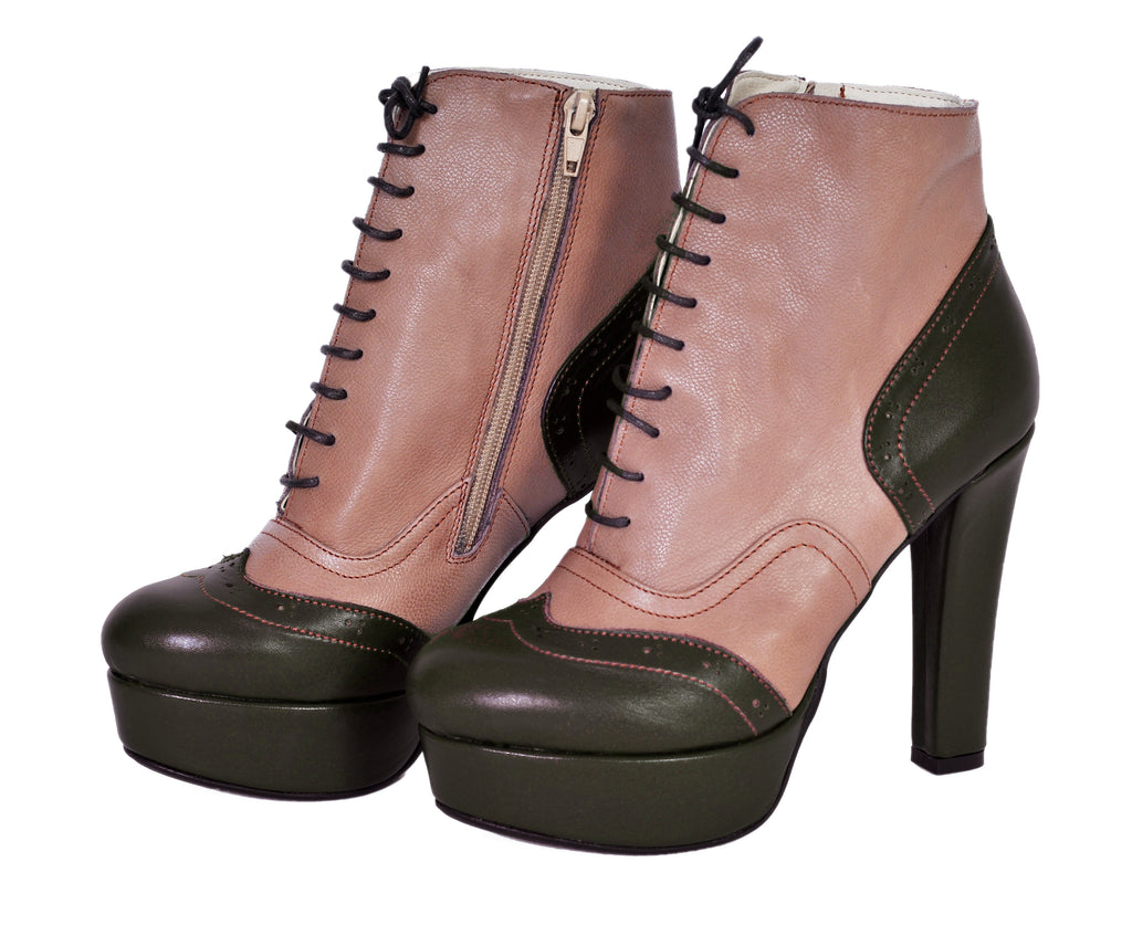 Botine Foxy cu siret piele naturala orice culoare duo