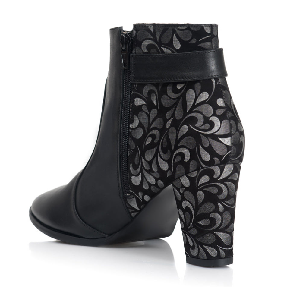 Botine Piele Negru Floral T18 - orice culoare
