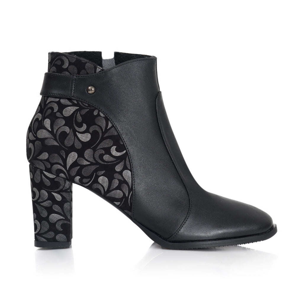 Botine Piele Negru Floral T18 - orice culoare