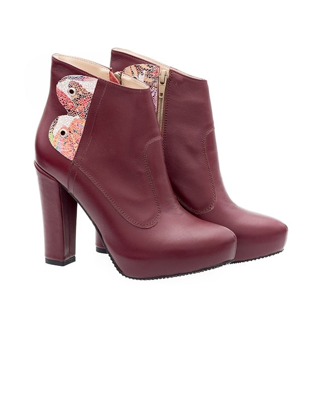 Botine Piele Toc Inalt Marsala/Galben N30 - Orice Culoare