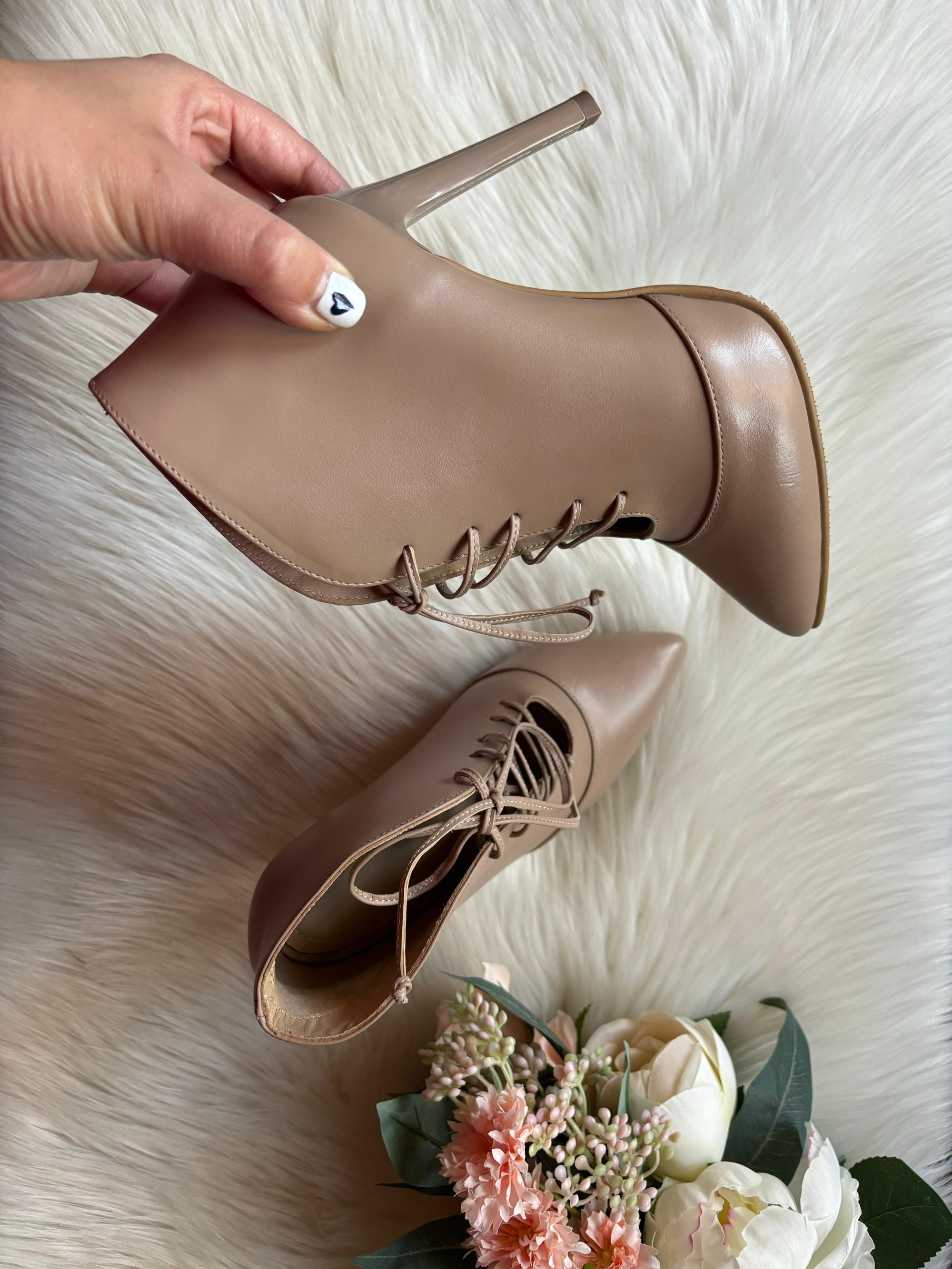 Botine Decupate Cu Siret Piele Nude L18 - orice culoare