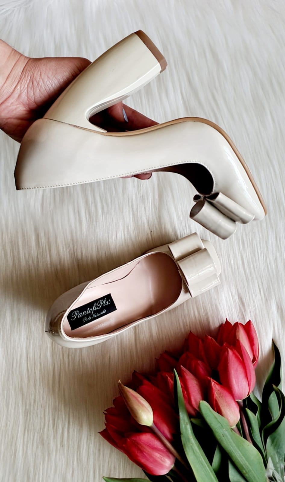 Pantofi piele Chic madame Crook  Crem - disponibili pe orice culoare