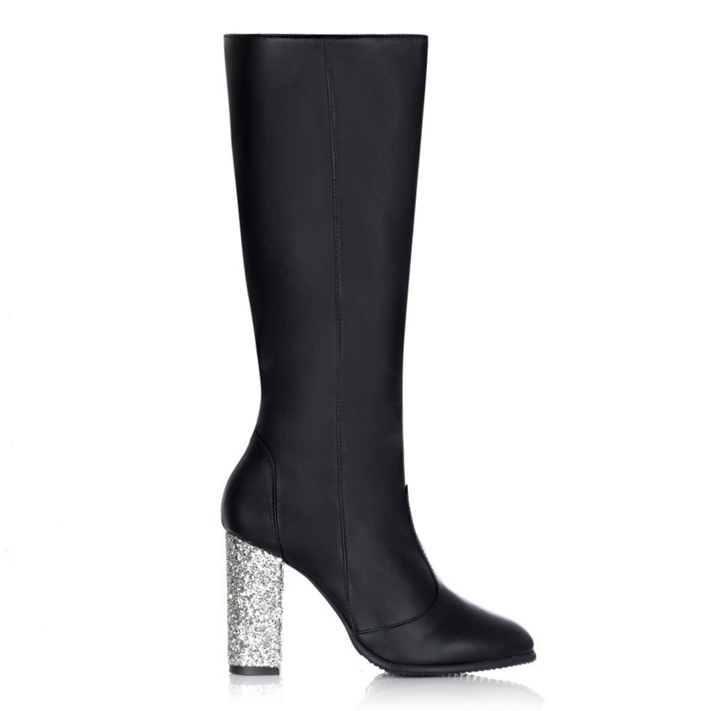Cizme Piele Elegante Toc Glitter S4- orice culoare