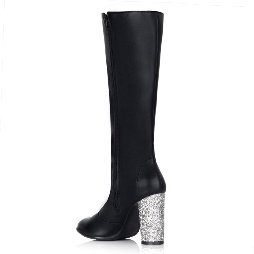 Cizme Piele Elegante Toc Glitter S4- orice culoare