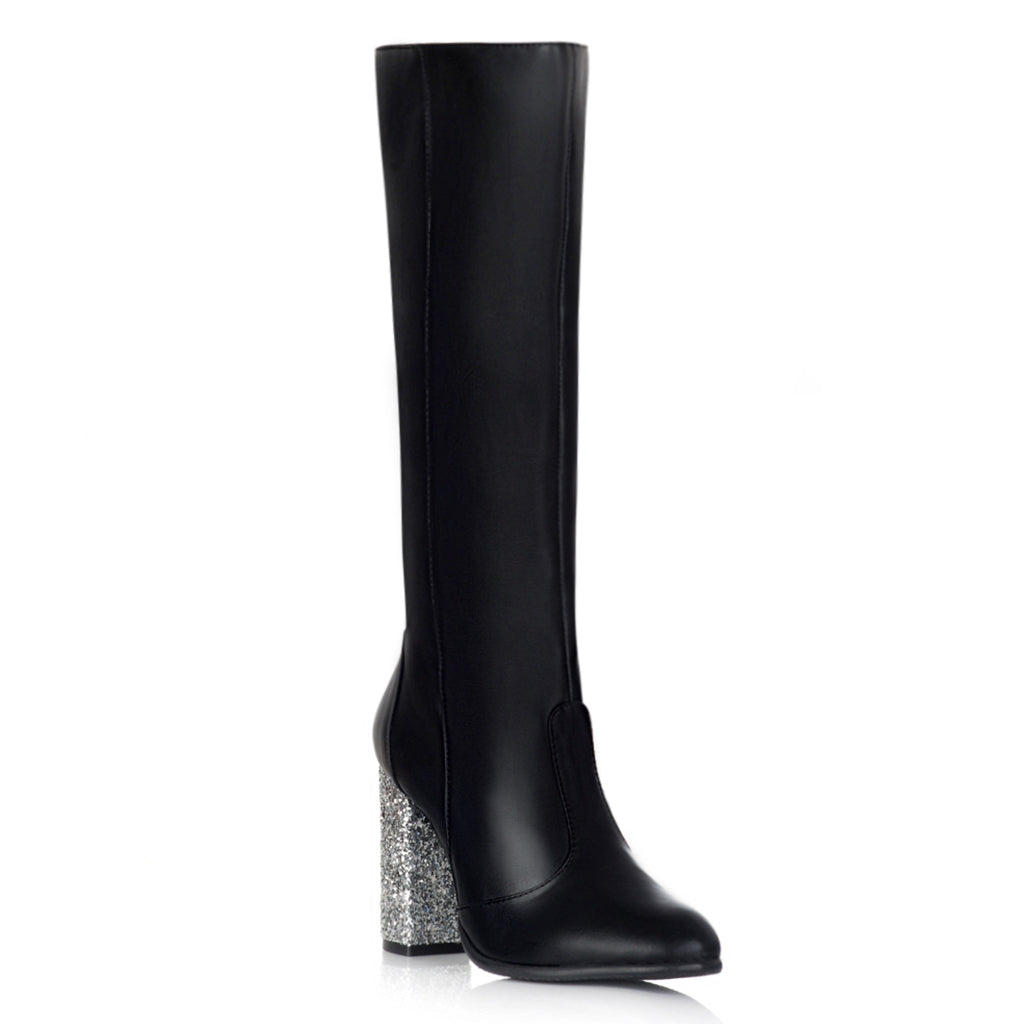 Cizme Piele Elegante Toc Glitter S4- orice culoare