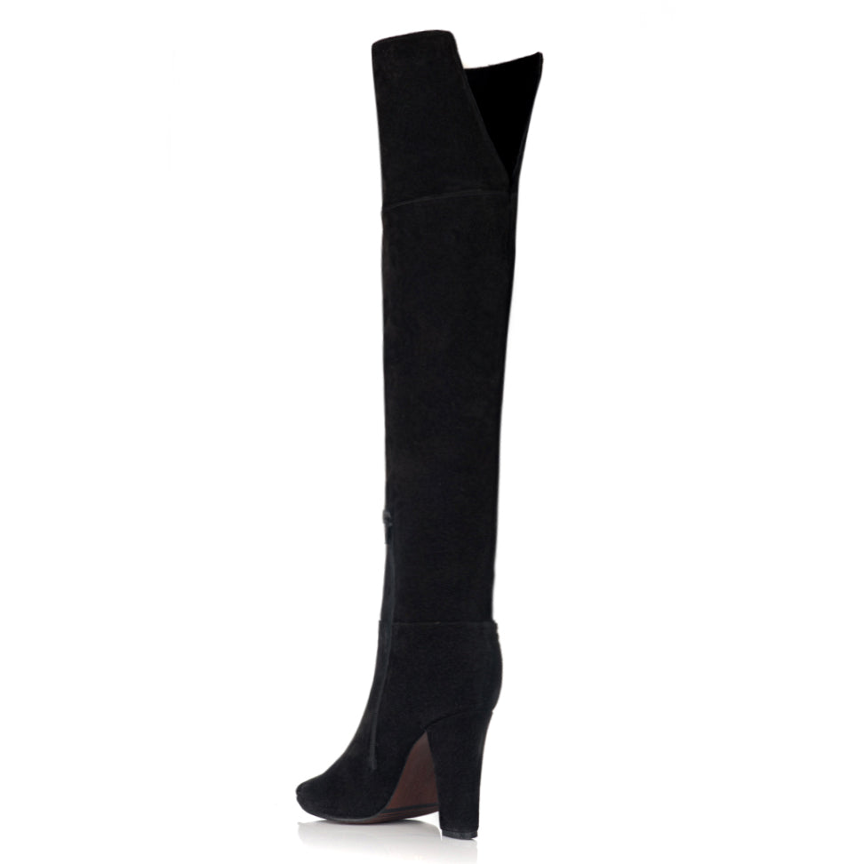 Cizme Stiletto Peste Genunchi Cu Toc Gros Piele Intoarsa i4 - orice culoare