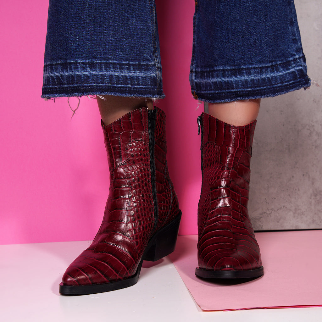 Ciocate piele imprimeu sarpe bordo A6 - Orice Culoare