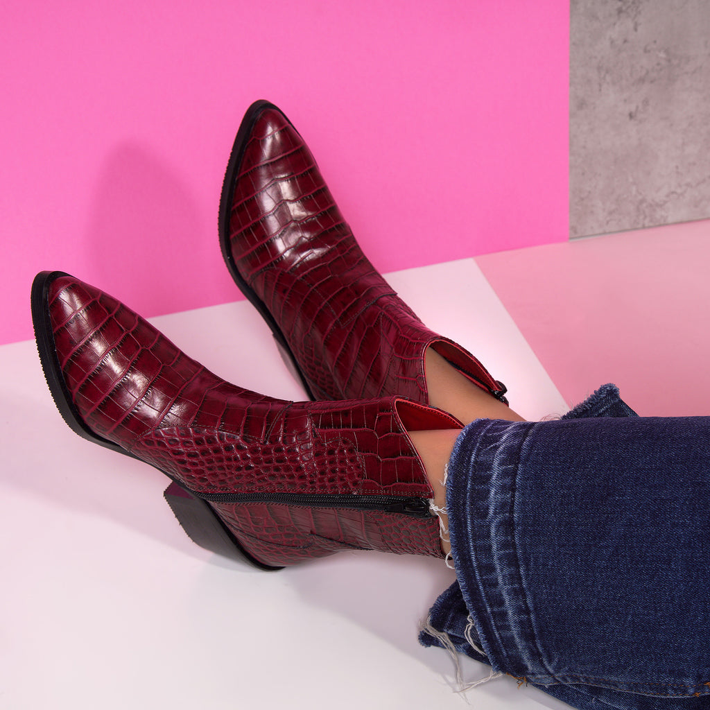 Ciocate piele imprimeu sarpe bordo A6 - Orice Culoare