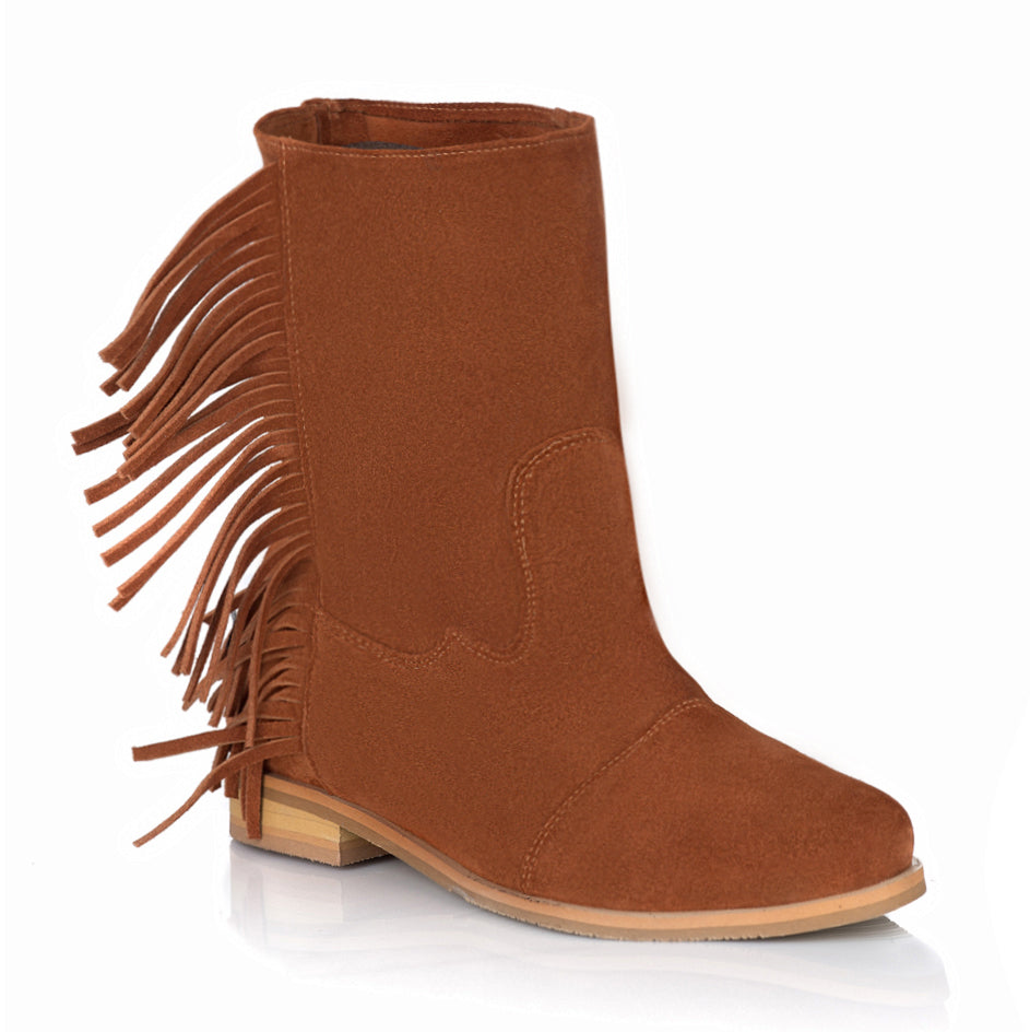 Cizme de vara scurte  piele intoarsa cu franjuri V17 - orice culoare