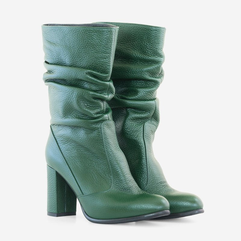 Cizme Piele Verde Fronsate D2 - orice culoare !