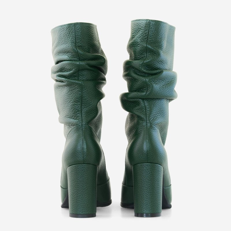 Cizme Piele Verde Fronsate D2 - orice culoare !