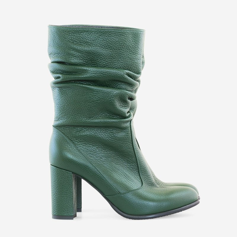 Cizme Piele Verde Fronsate D2 - orice culoare !