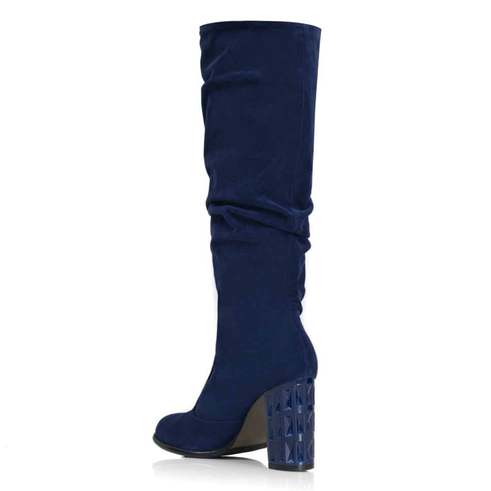 Cizme dama piele intoarsa albastru fronsate S1 - orice culoare