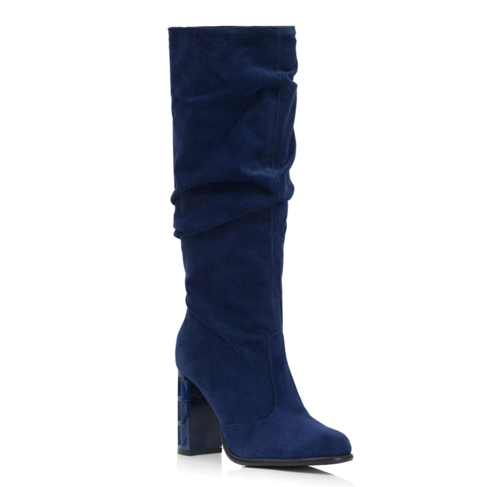 Cizme dama piele intoarsa albastru fronsate S1 - orice culoare