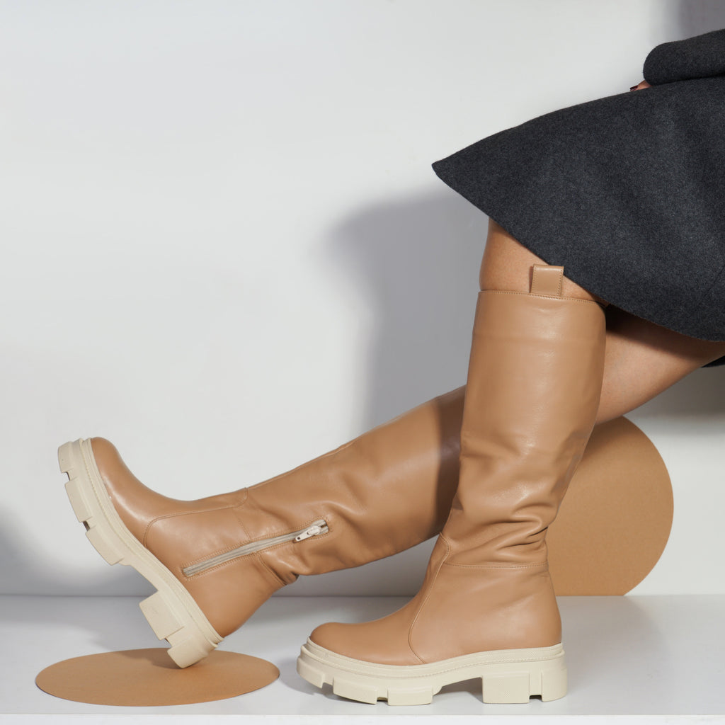 Cizme Talpa Bocanc Piele Nude Camel E41 - orice culoare