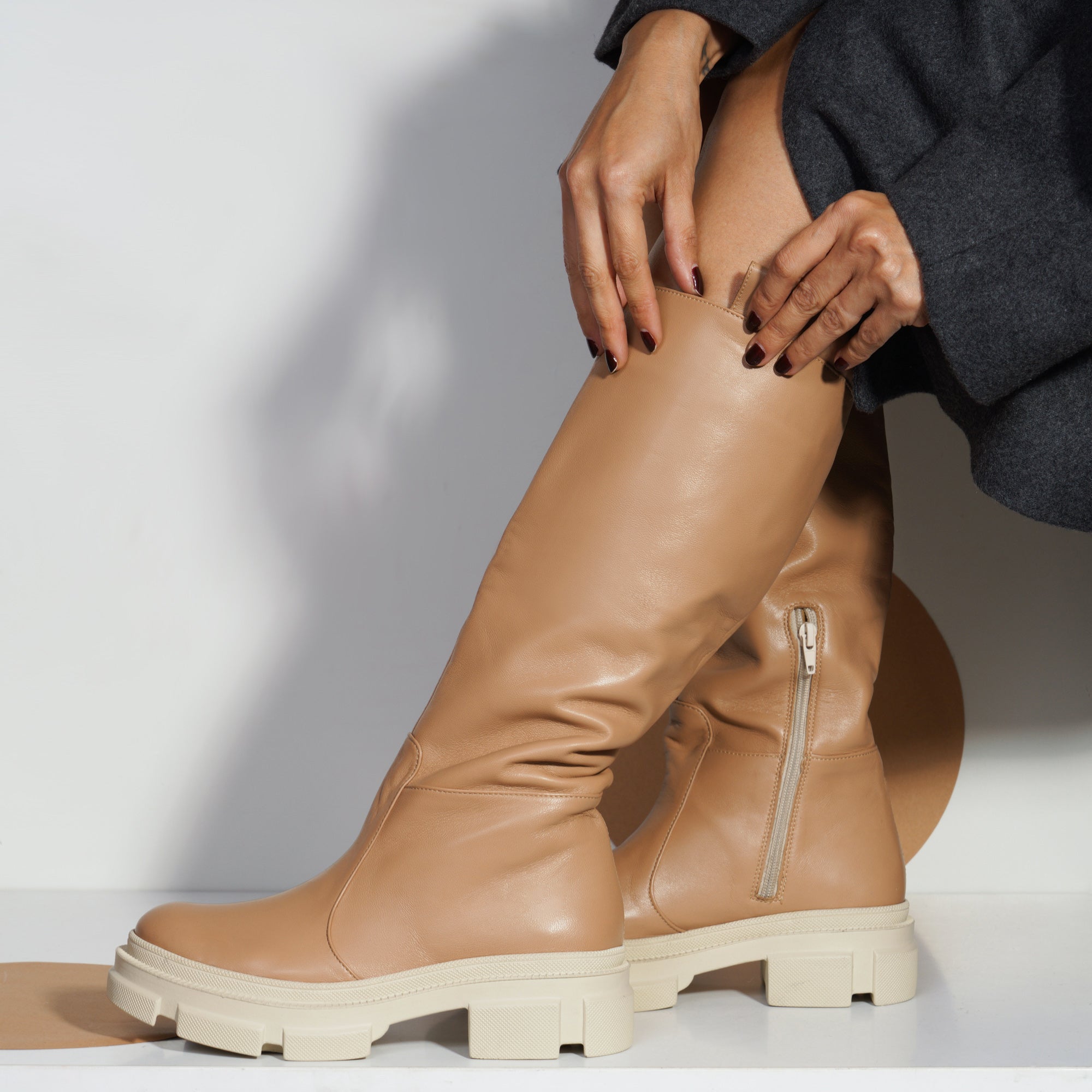 Cizme Talpa Bocanc Piele Nude Camel E41 - orice culoare