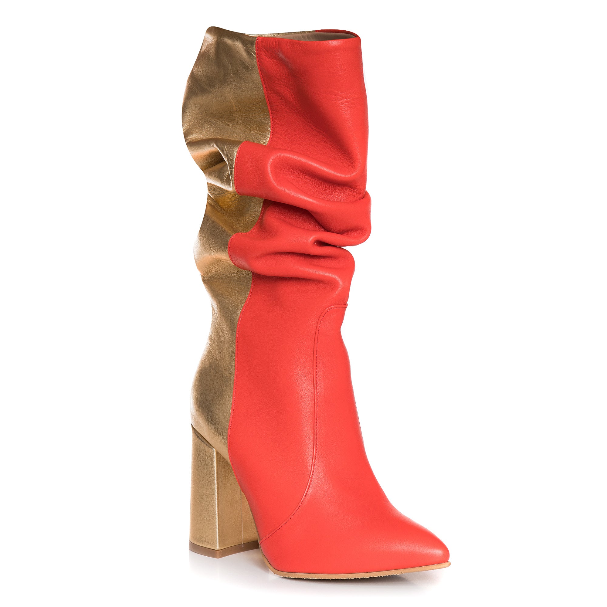 Cizme Piele Naturala Corai/Auriu Ania  L4 - orice culoare