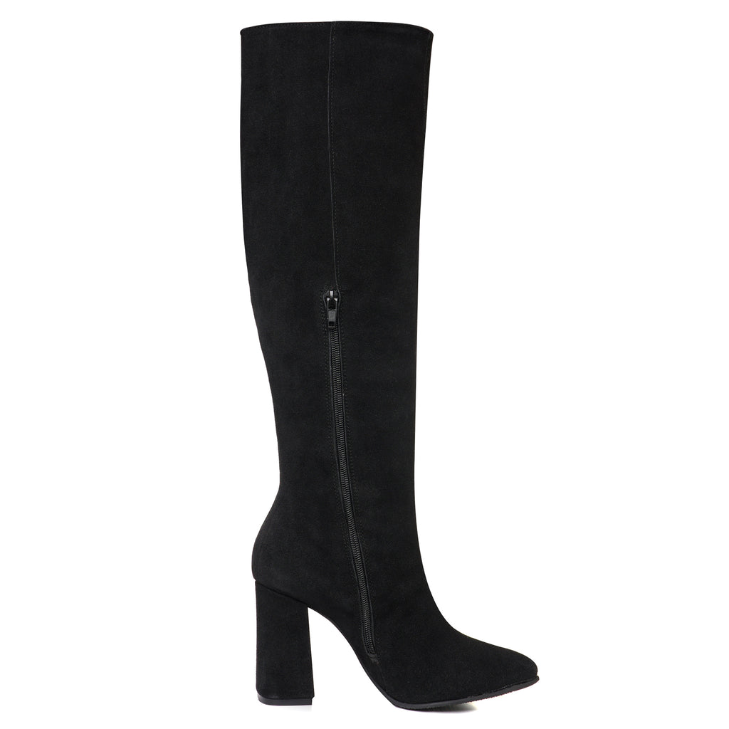 Cizme Stiletto Piele Intoarsa Toc Gros Anabel - orice culoare