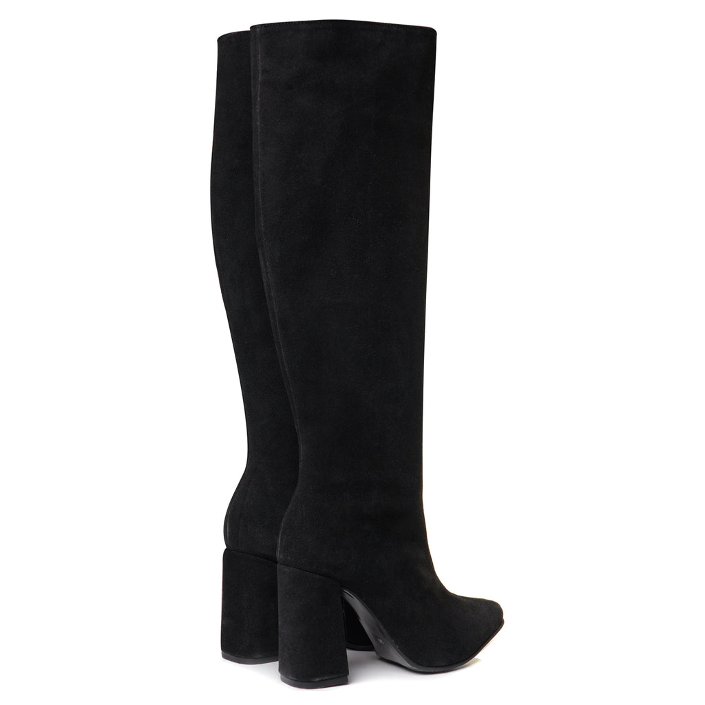 Cizme Stiletto Piele Intoarsa Toc Gros Anabel - orice culoare