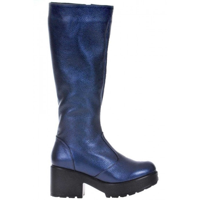 Cizme Piele Bizonata negru/Albastru Metalizat S8 - orice culoare