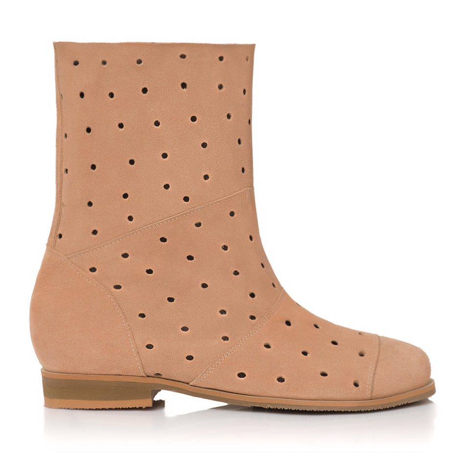 Cizme De Vara Scurte Piele Intoarsa Bej V31 - orice culoare