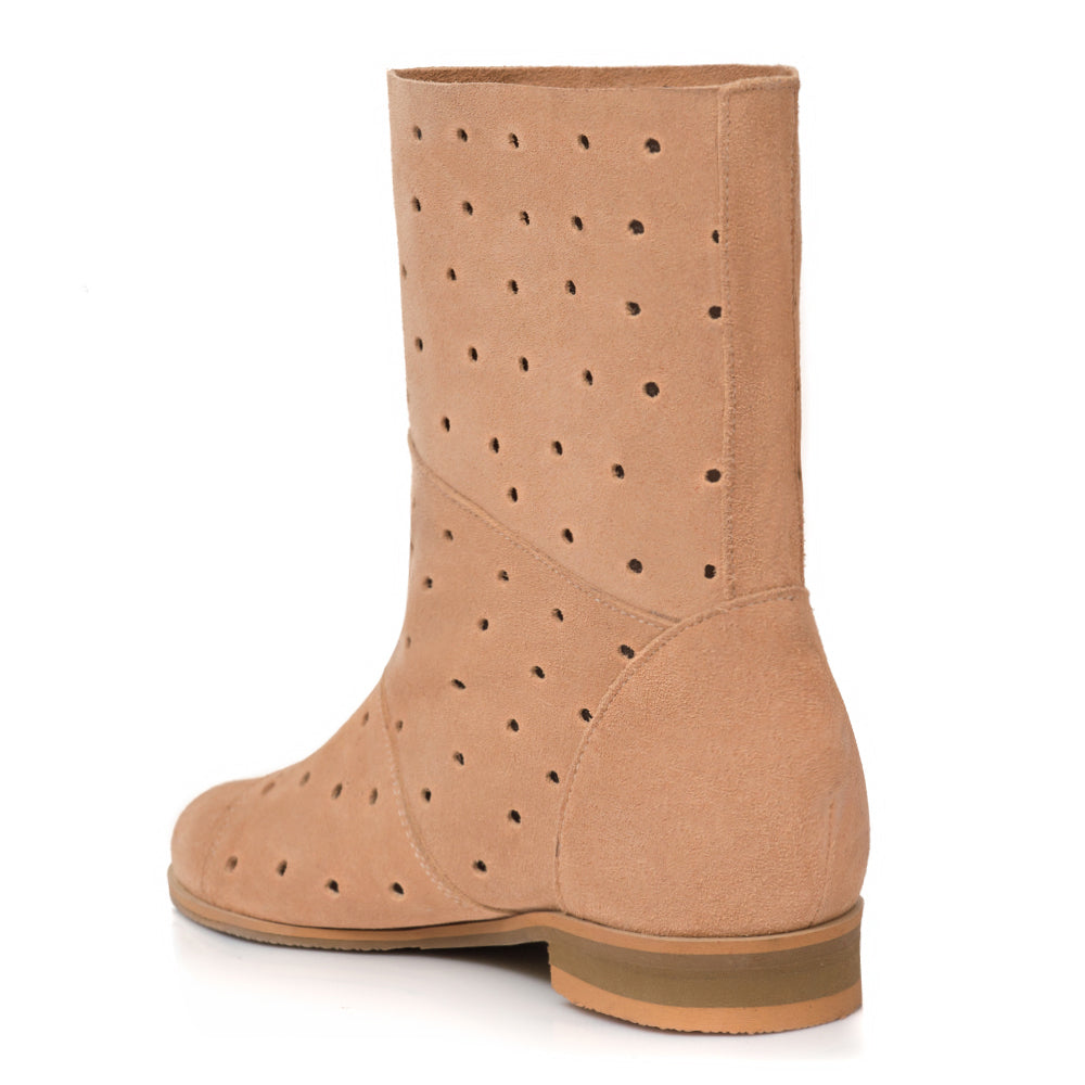 Cizme De Vara Scurte Piele Intoarsa Bej V31 - orice culoare