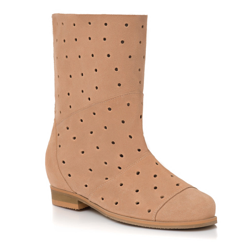 Cizme De Vara Scurte Piele Intoarsa Bej V31 - orice culoare