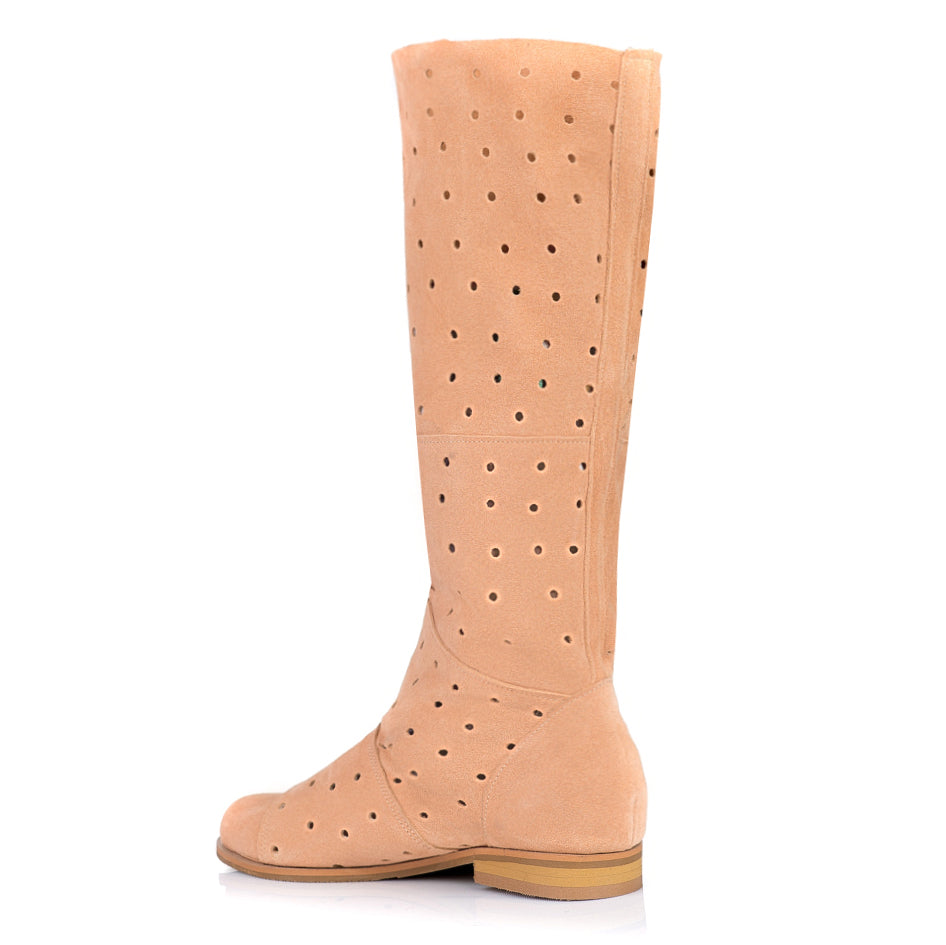 Cizme de vara din piele intoarsa nude - orice culoare
