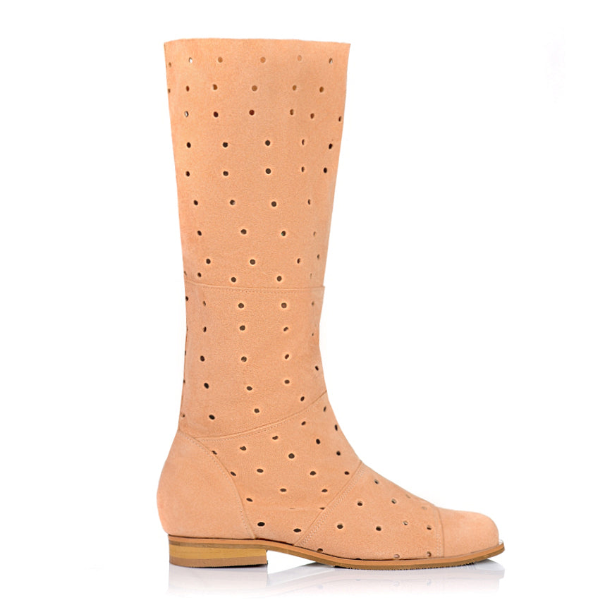 Cizme de vara din piele intoarsa nude - orice culoare