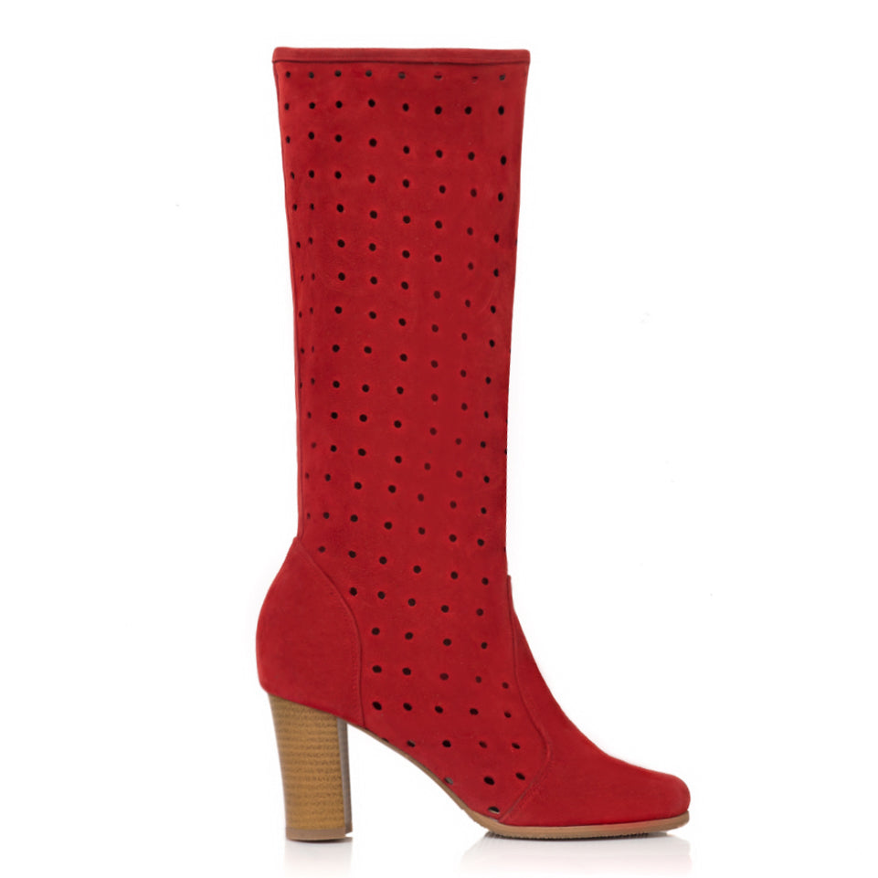 Cizme De Vara Piele Intoarsa Rosu V30 - orice culoare