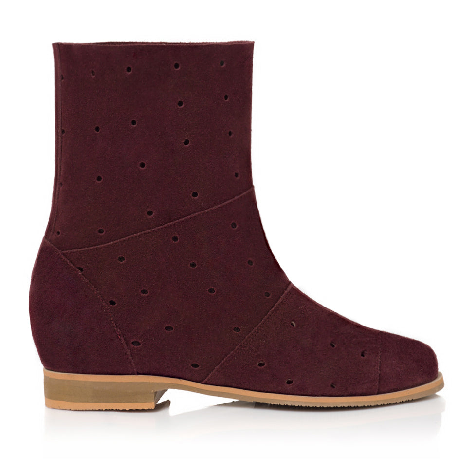 Cizme De Vara Scurte Piele Intoarsa Bordo V31 - orice culoare