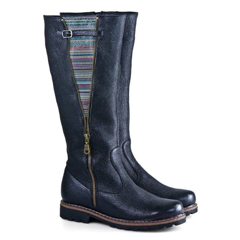 Cizme dama piele bleumarin talpa joasa cu fermoar D4 - orice culoare