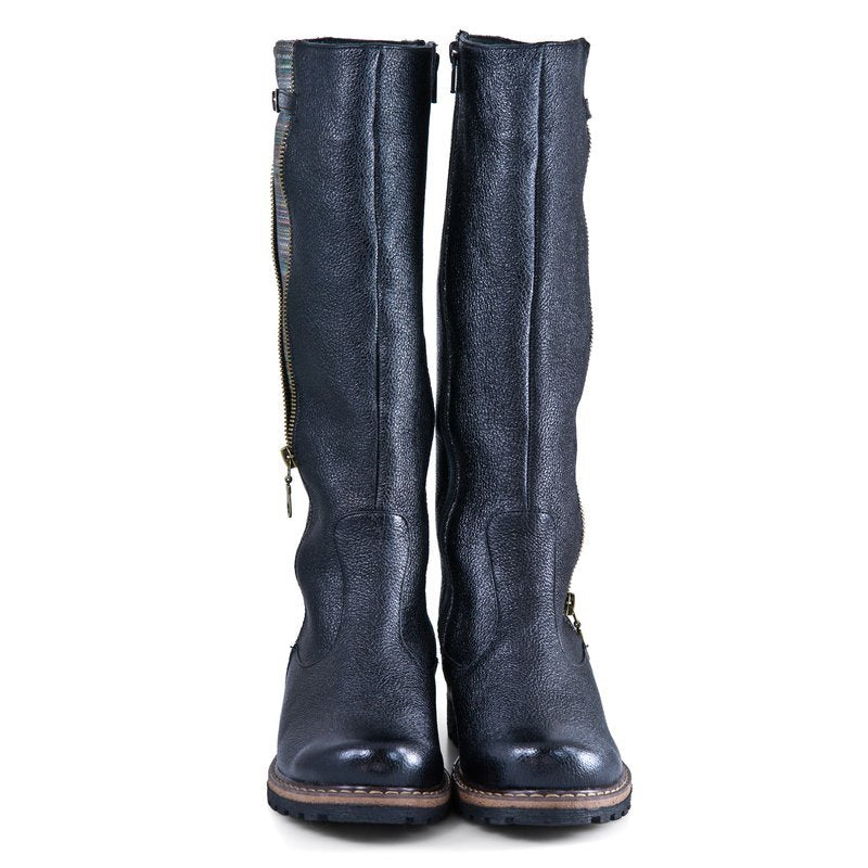 Cizme dama piele bleumarin talpa joasa cu fermoar D4 - orice culoare