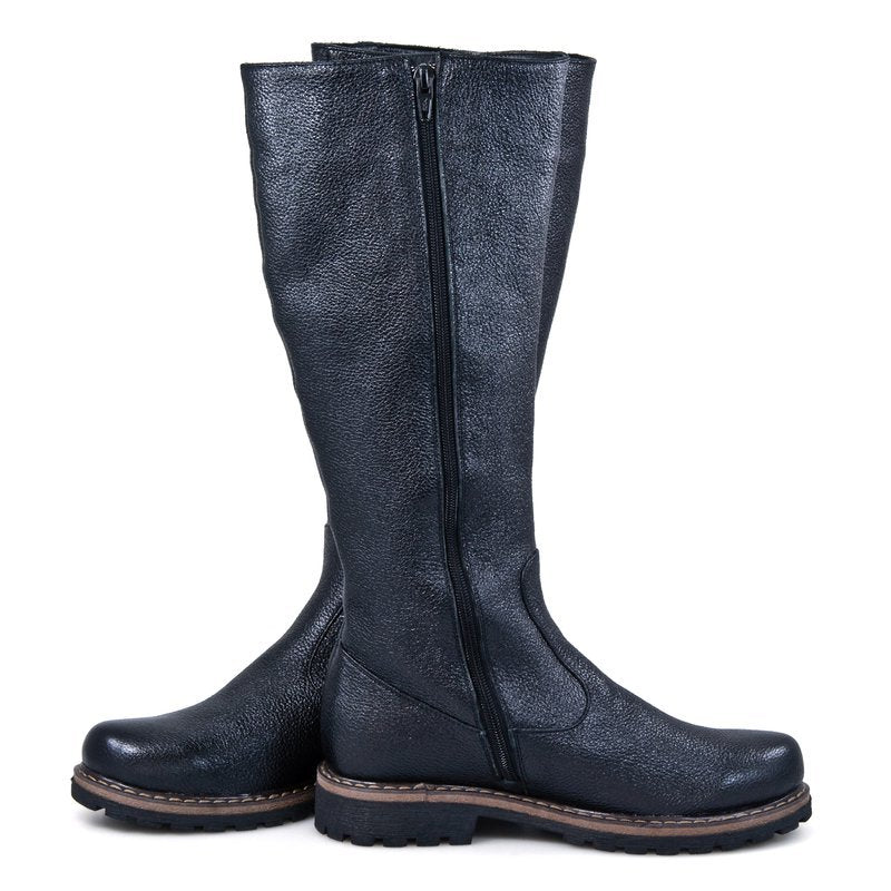 Cizme dama piele bleumarin talpa joasa cu fermoar D4 - orice culoare