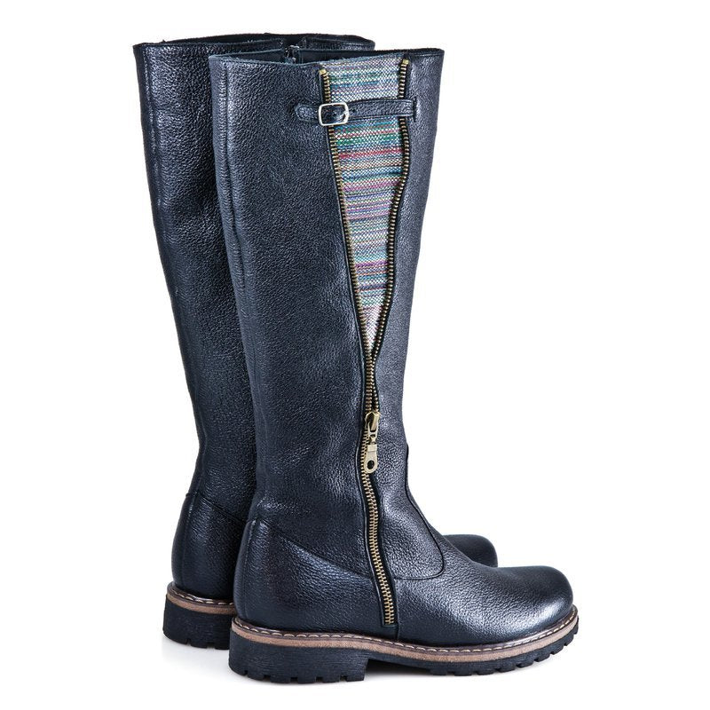 Cizme dama piele bleumarin talpa joasa cu fermoar D4 - orice culoare
