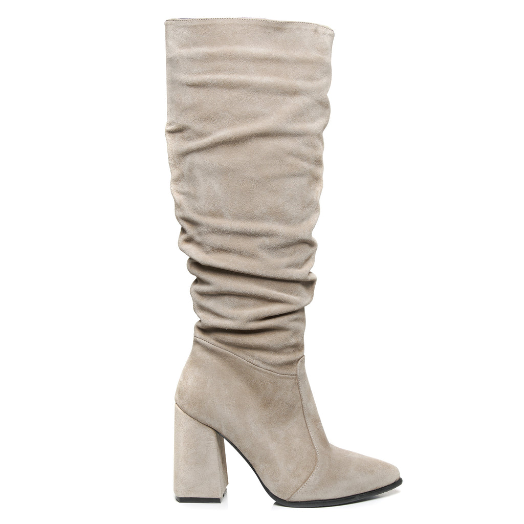 Cizme Fronsate Piele Intoarsa Crem Arabael T20 - orice culoare