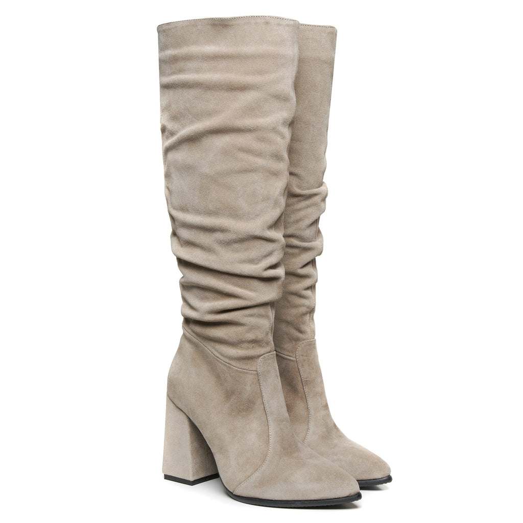 Cizme Fronsate Piele Intoarsa Crem Arabael T20 - orice culoare