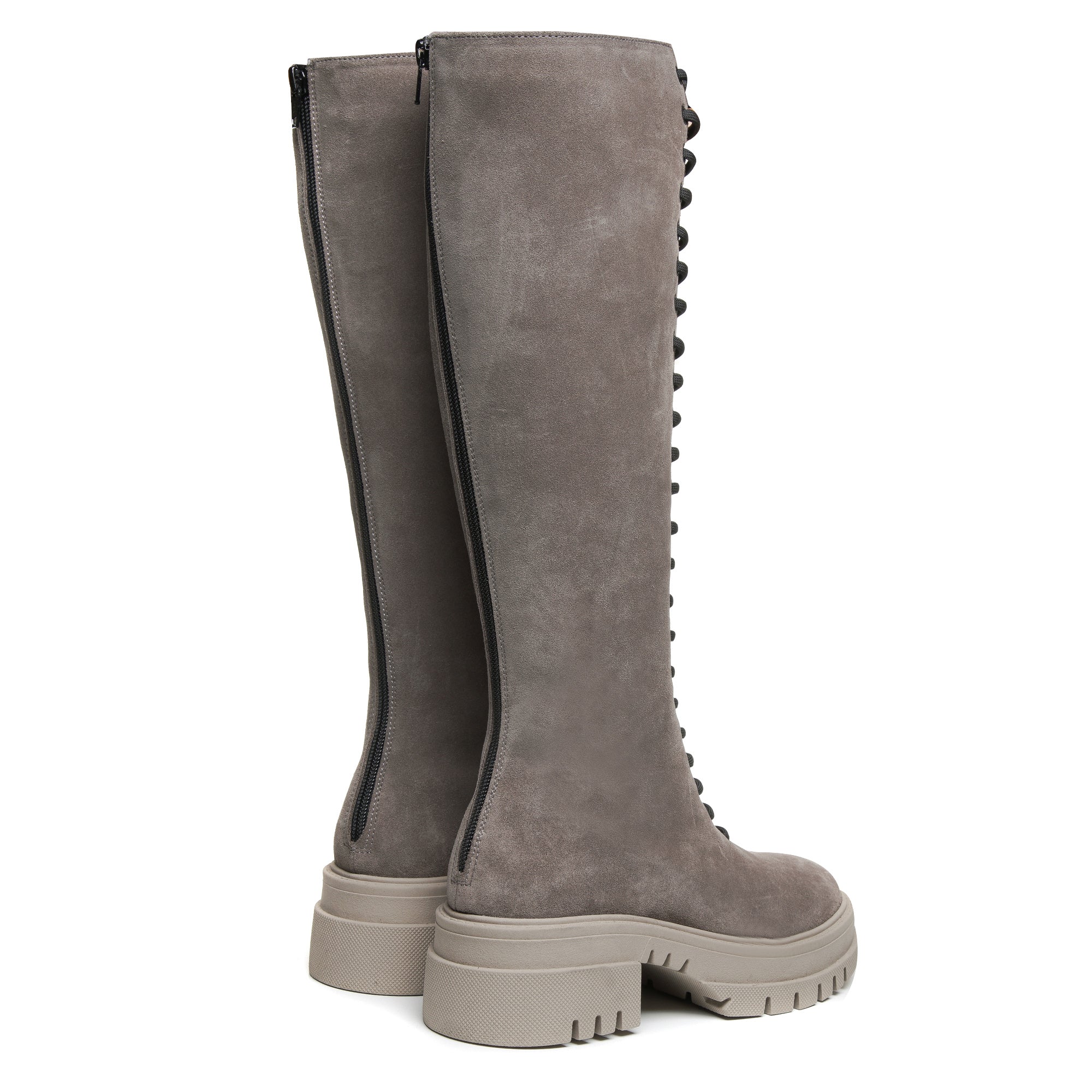 Cizme Inalte Piele Intoars Gri Cu Siret T40 - orice culoare