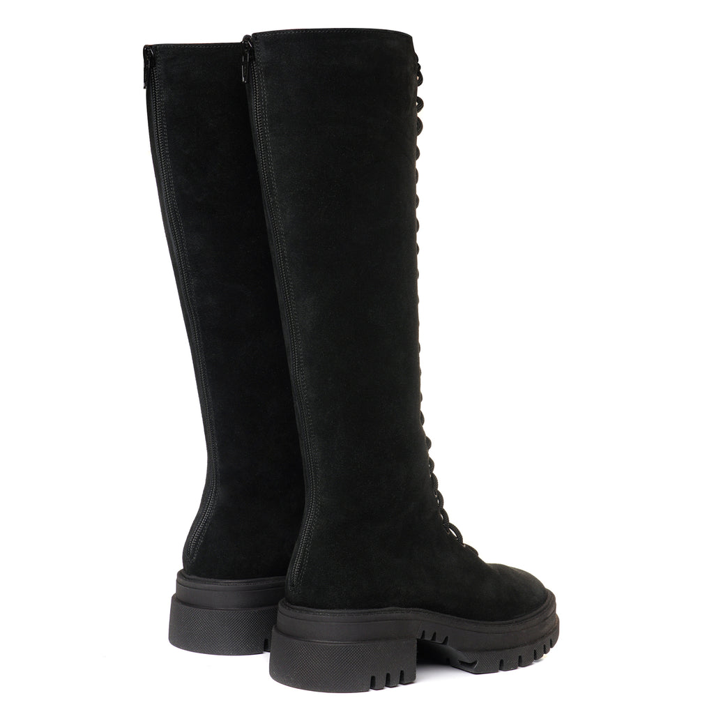 Cizme Inalte Piele Intoarsa Negru Cu Siret T40 - orice culoare