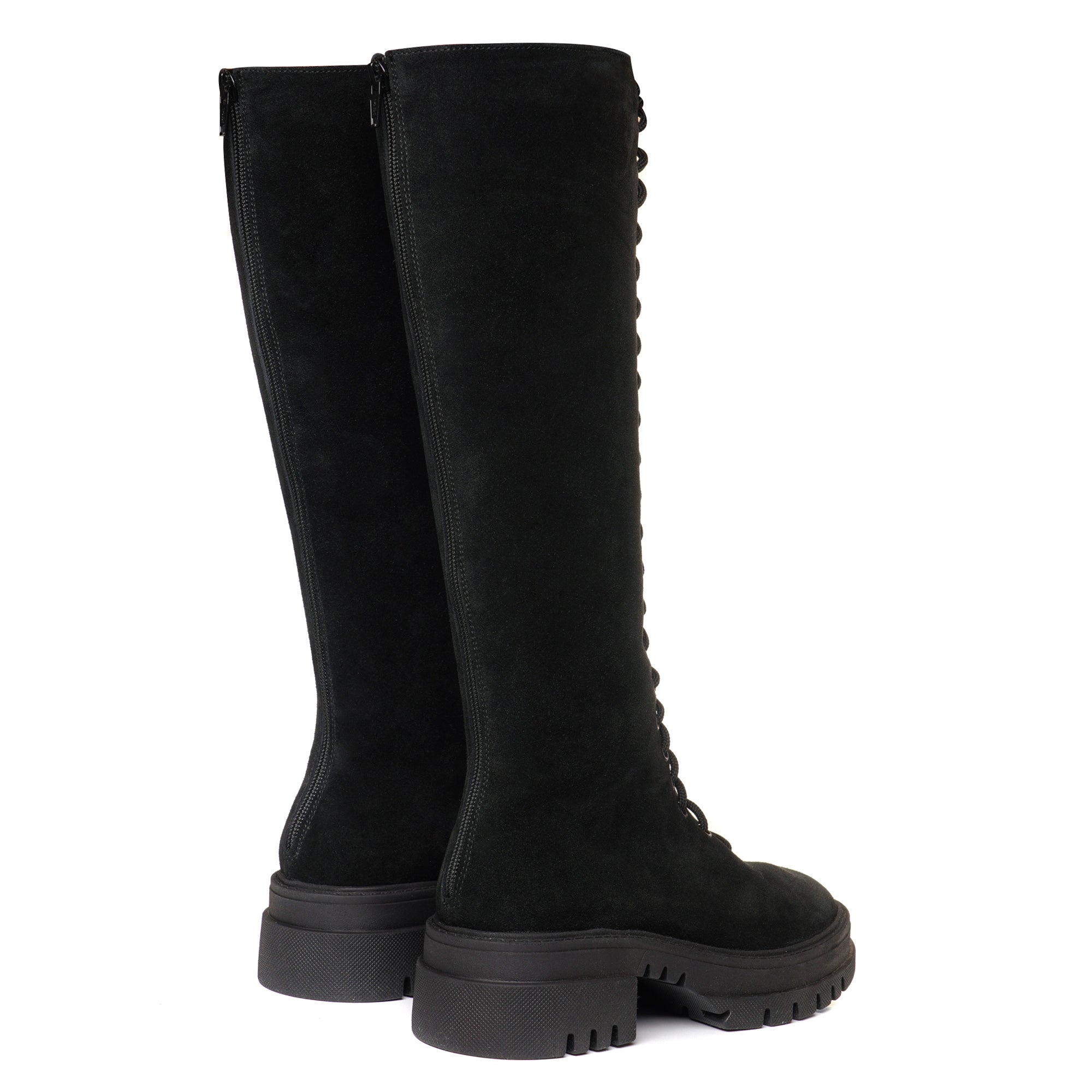 Cizme Inalte Piele Intoarsa Negru Cu Siret T40 - orice culoare