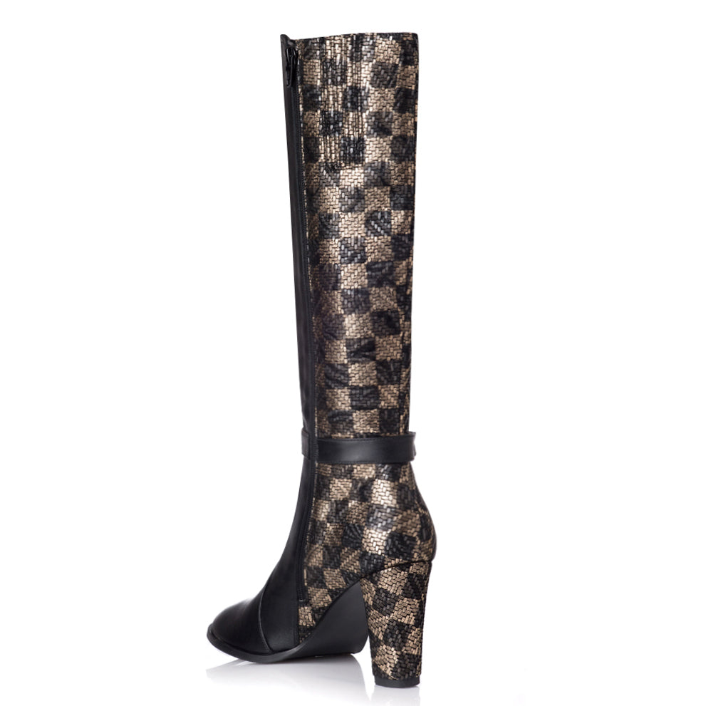 Cizme Dama Piele Negru/Auriu Vanya T3 - orice culoare