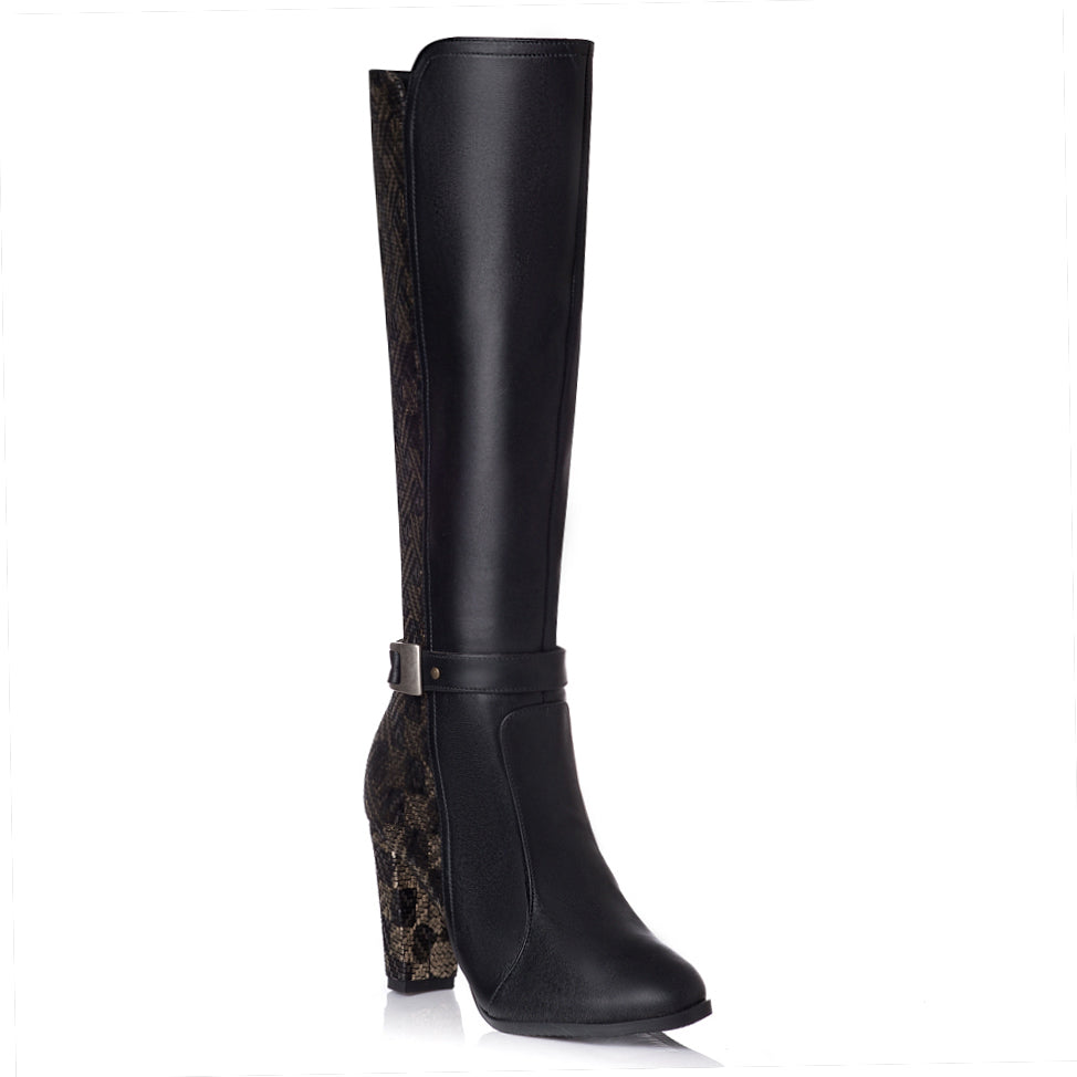 Cizme Dama Piele Negru/Auriu Vanya T3 - orice culoare
