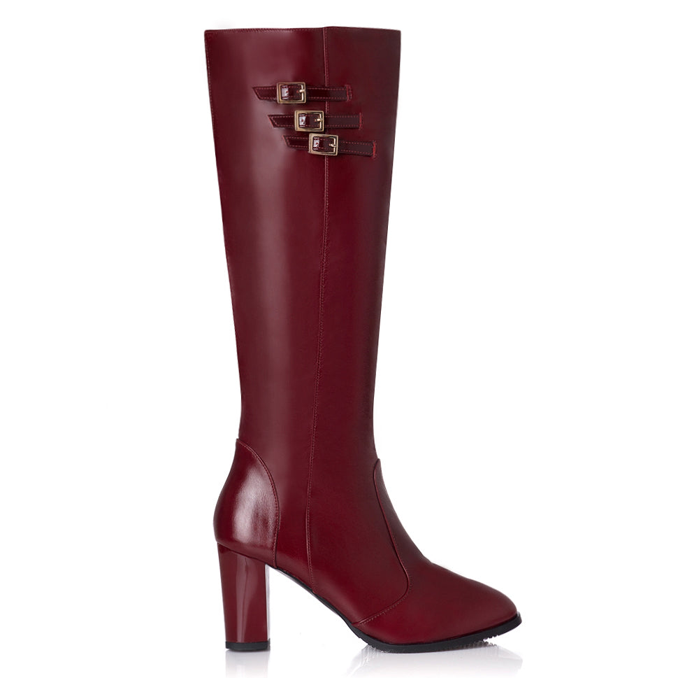 Cizme Piele Bordo Catarame Evelin T1 - orice culoare