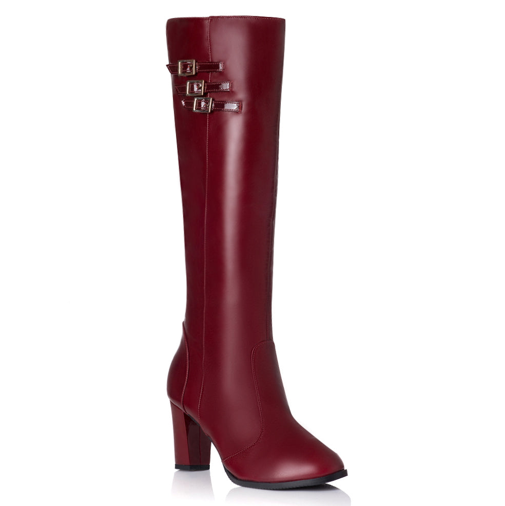 Cizme Piele Bordo Catarame Evelin T1 - orice culoare