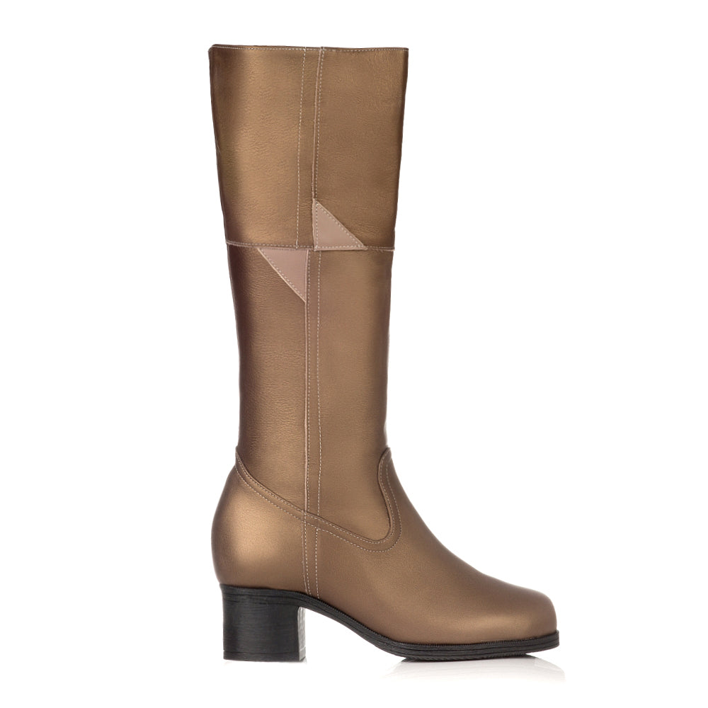 Cizme dama piele naturala Bronz - Bev