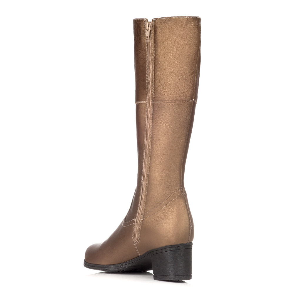 Cizme dama piele naturala Bronz - Bev