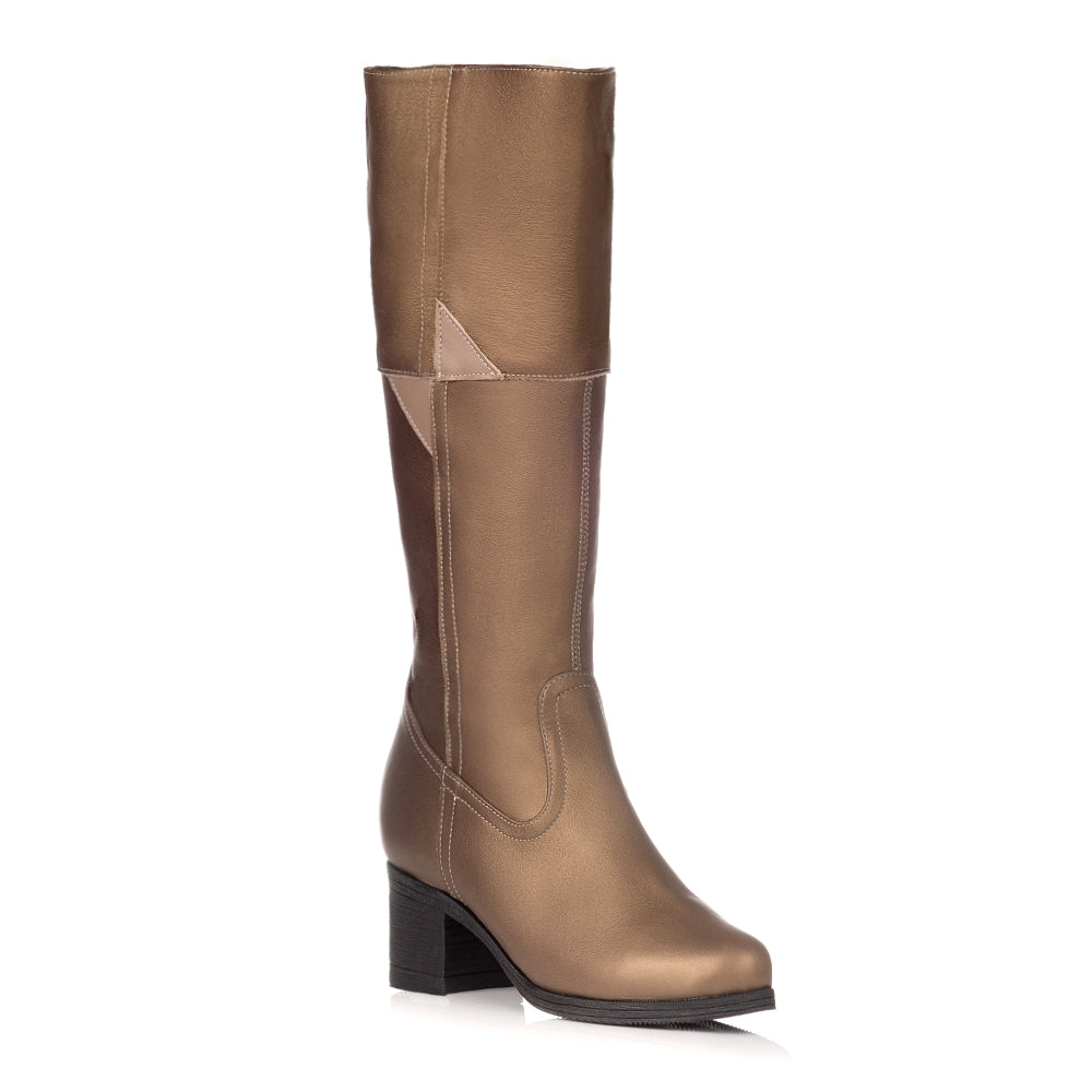 Cizme dama piele naturala Bronz - Bev